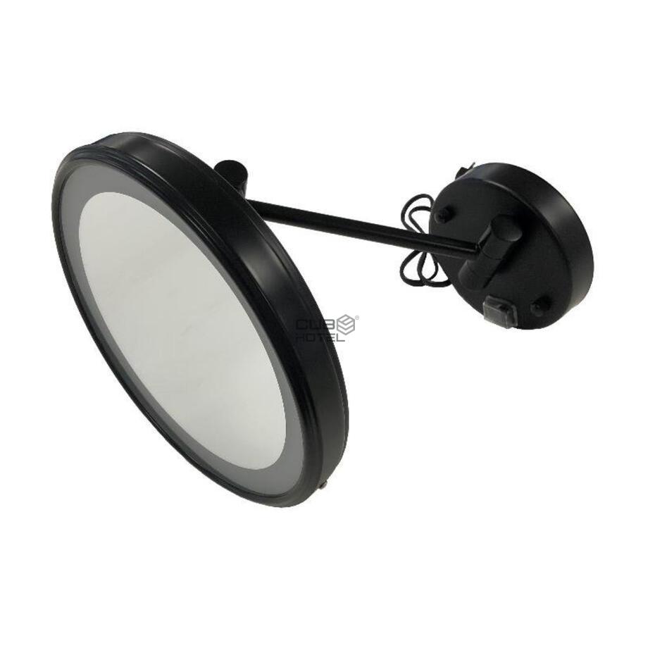 Espejo negro mate 3x extensible con iluminación LED